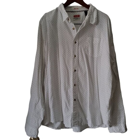 Wrangler White Gray Vintage Wash Button Down Long Sleeve Casual Shirt Size 2XL - Picture 2 of 8